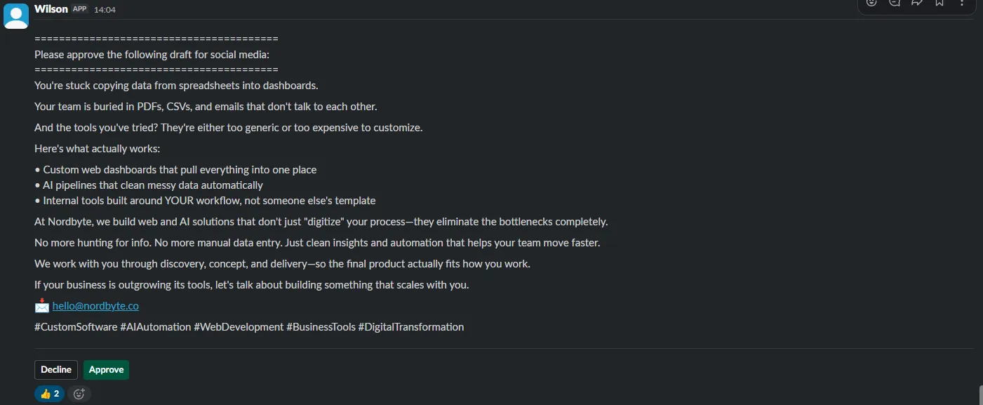 Slack approve or decline